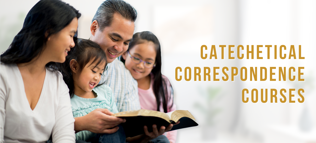 Text: catechetical correspondence course, family reading bible together