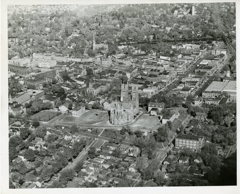 Aerial Photograph of Our Lady Immaculate and the surrounding area.
