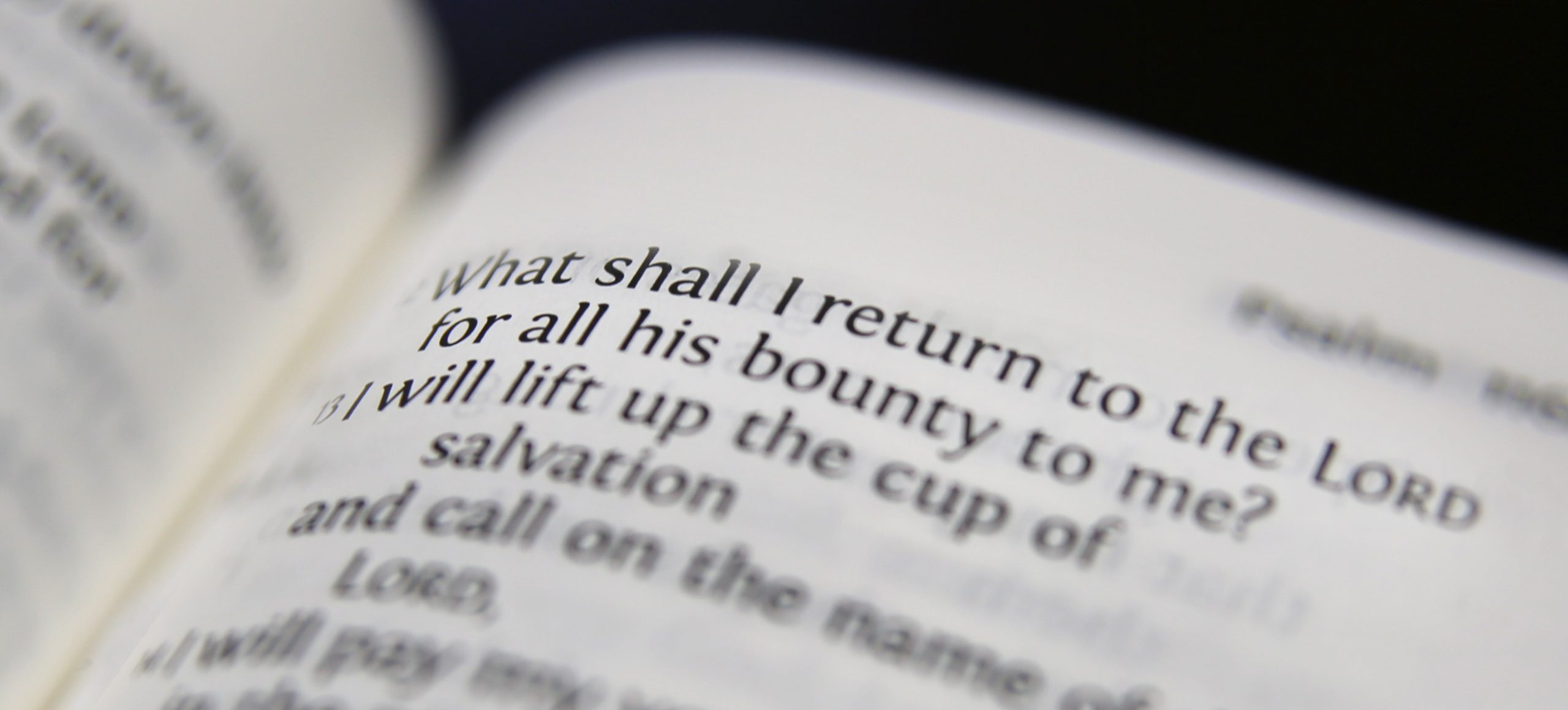 Close-up of the Bible with a highlighted scripture.