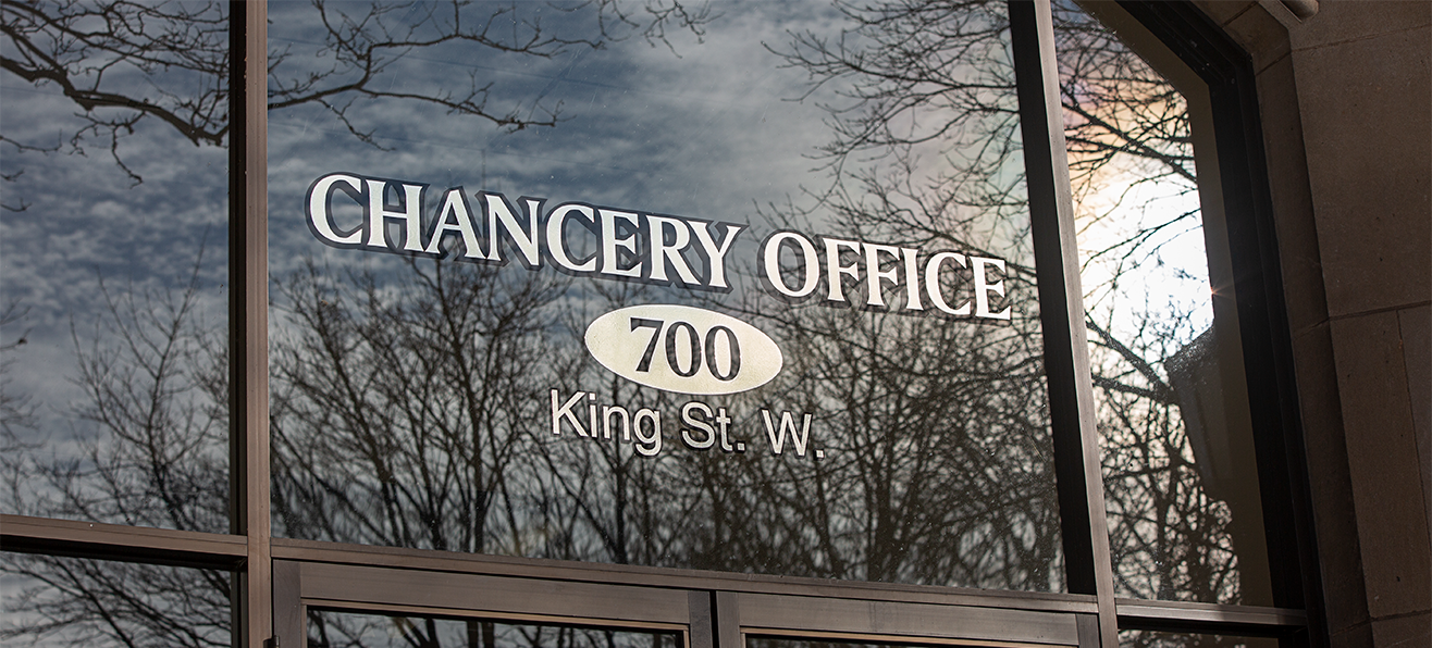 exterior of chancery office, close up of address: 700 King St. W.
