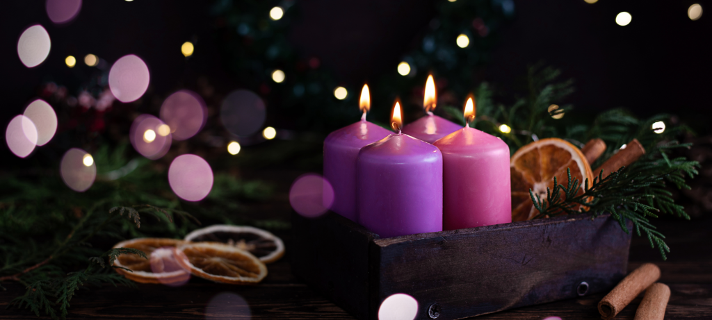 Advent Wreath with all four candles lit