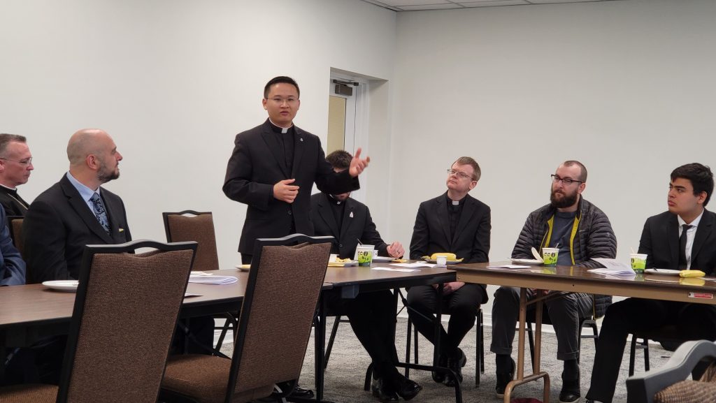 Fr. John Ha addresses those gathered at the Ordinandi Breakfast