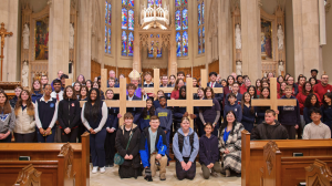 135 STUDENT LEADERS and Administrative Staff from the 7 Catholic District School Boards that serve communities in the Diocese of Hamilton joined parishioners at the Cathedral Basilica of Christ the King in Hamilton for the Ash Wednesday Mass this week.