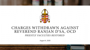 Charges Withdrawn Against Reverend Ranjan D’Sa, OCD